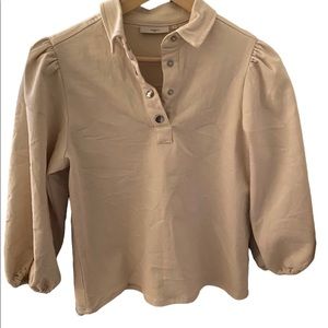 MINIMUM beige shirt with puff sleeves, size 24 (fits like a small)